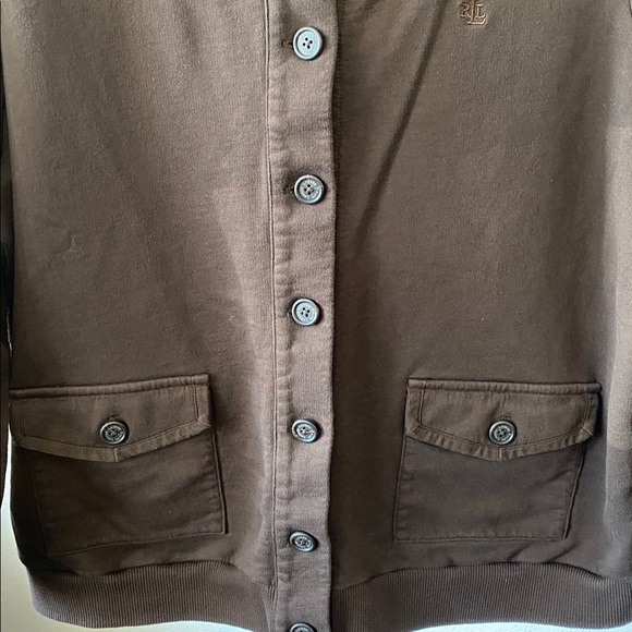 Lauren Ralph Lauren Brown Button Up Cardigan Sweatshirt Women’s XXL - Picture 4 of 8